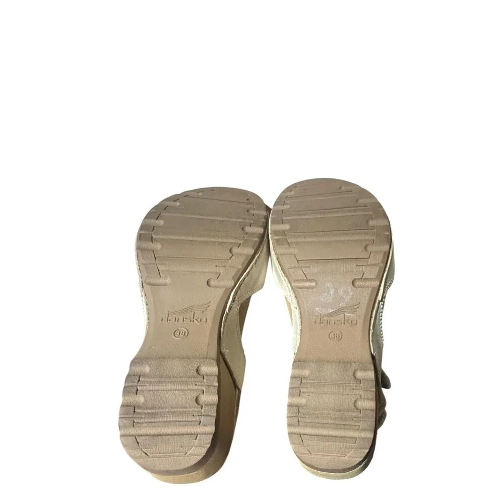 Dansko Tricia Wedge Sandals Sz EU 40 US 9.5 Biege Hook & Loop Closure Boho Y2K